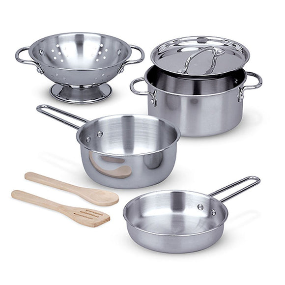Melissa & Doug 8-Piece Stainless Steel Pots and Pans Set